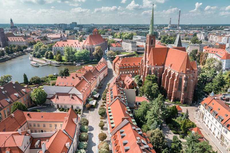 Widok na Wrocław z lotu ptaka
